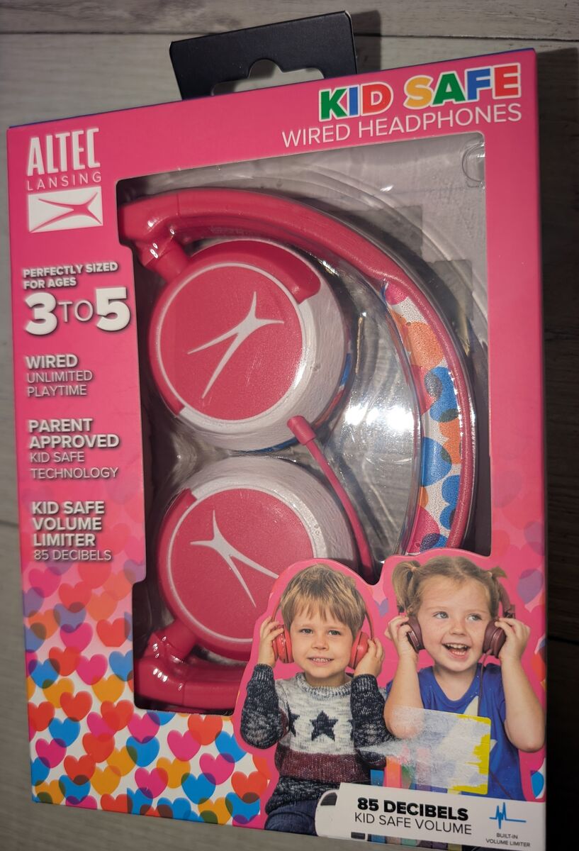 NEW Kid Safe Pink Wired Headphones for Girls Ages 3-5 Volume Limiter - GIFT!