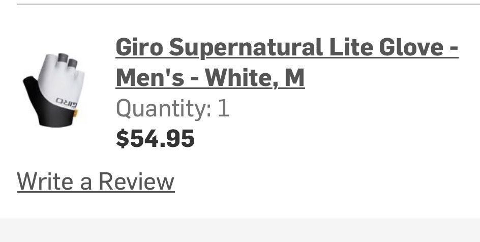 GIRO Supernatural Lite Cycling Gloves, Size Medium, White