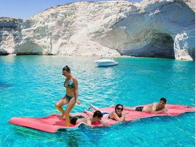 New in box 18x6 FT 3-Layer XPE Foam Floating Water Mat / Lily pad - Blue/White/Pink