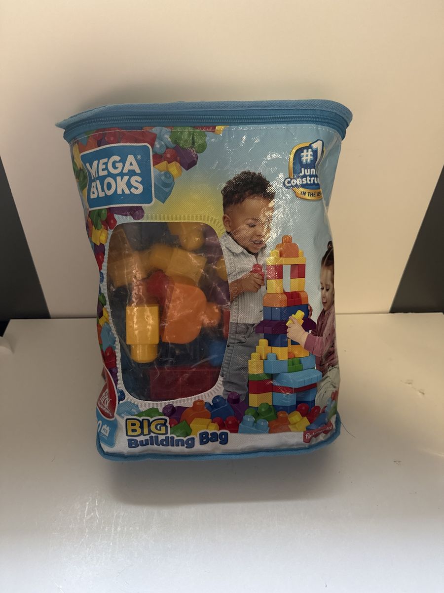 Mega Bloks Big Building Bag, 80-Piece Classic Blocks, Toddler Learning Toy