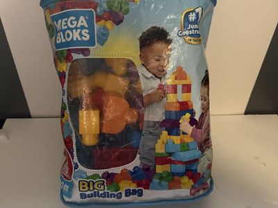 Mega Bloks Big Building Bag, 80-Piece Classic Blocks, Toddler Learning Toy