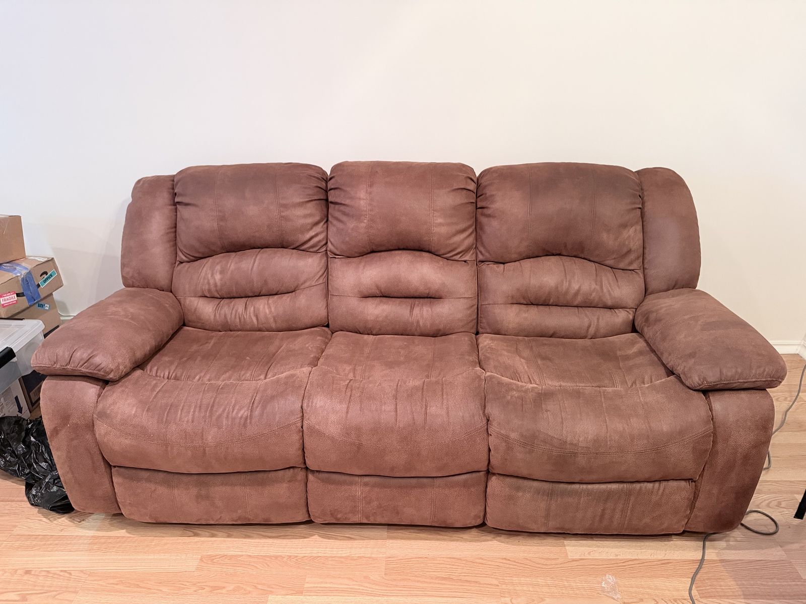 Brown Reclining Sofa and Love Seat