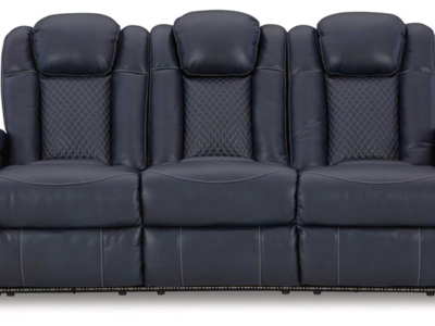 Fyne-Dyme Leather Power Reclining Sofa w/ Dropdown Table - Living Room Furniture - Action Home Furniture