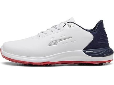 Puma Ignite Elevate Nitro White/Navy/Red Men's Golf Shoes Spikeless