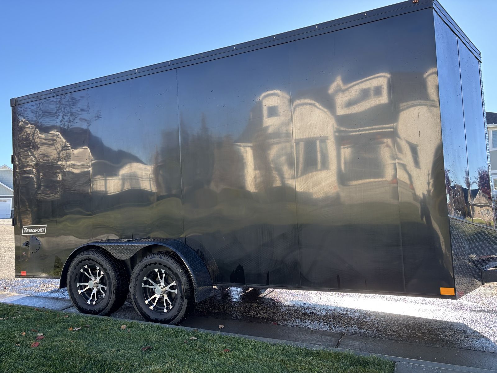 Black Enclosed Cargo Trailer - Dual Axle Transport Trailer with Side Door