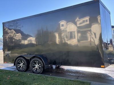 Black Enclosed Cargo Trailer - Dual Axle Transport Trailer with Side Door