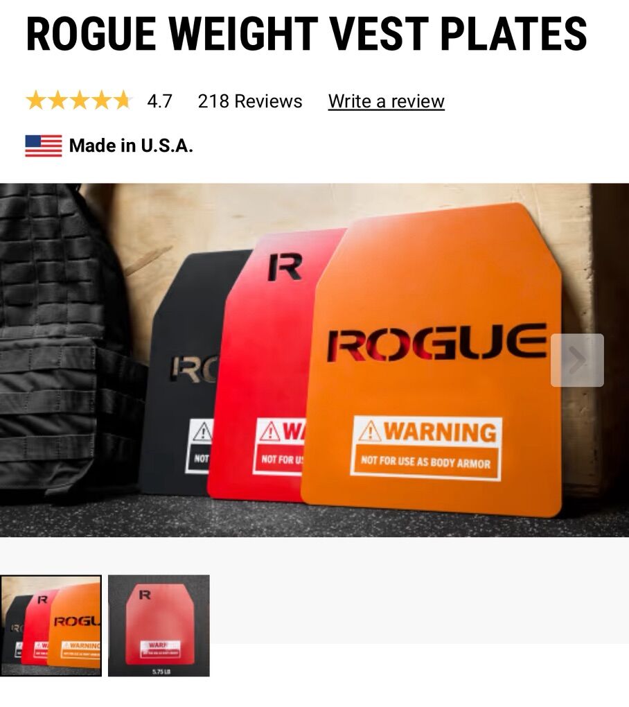New Rogue 8.75 Lb Pair Vest Weight Plates