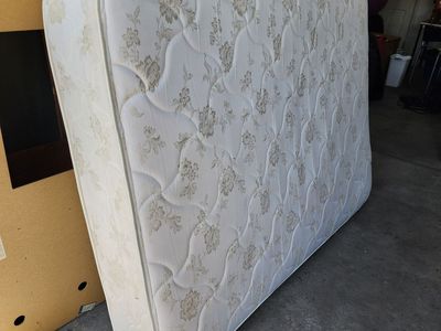 Full Size Mattress & Box Spring Set - Good Condition, Floral Pattern