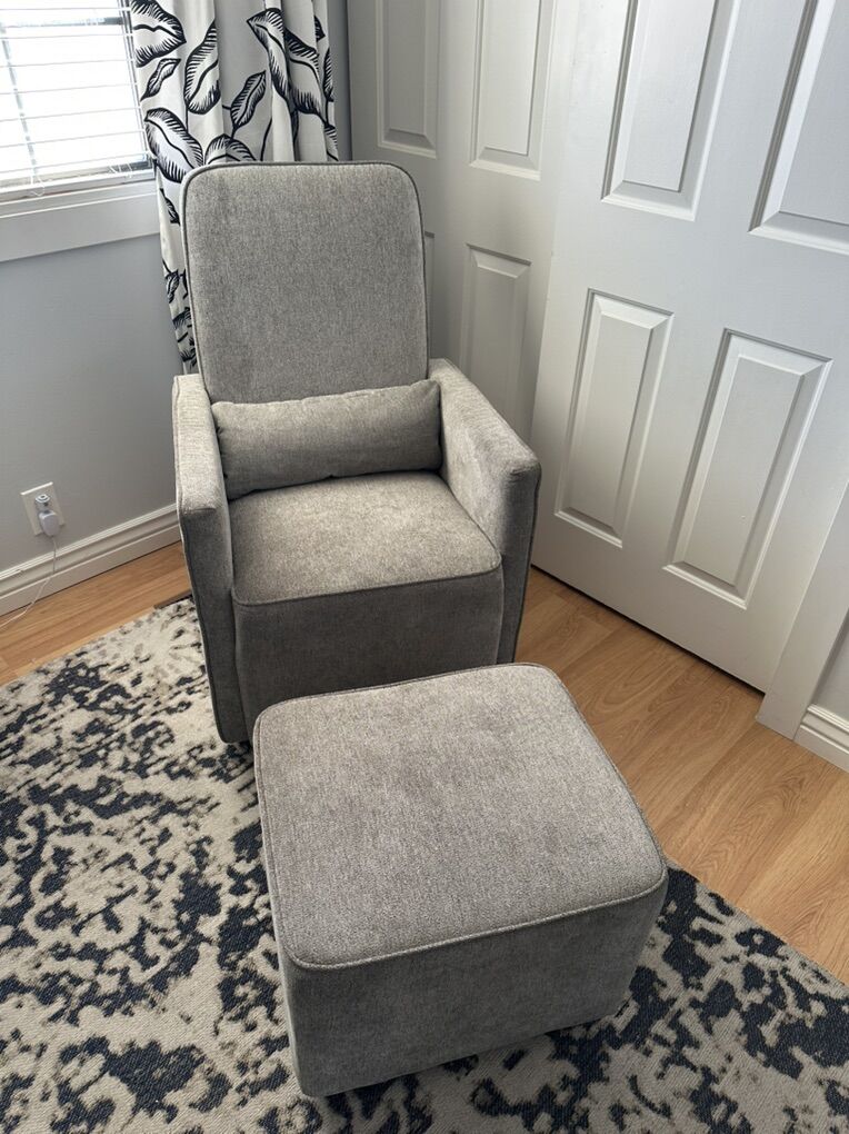 Gray Rocking Glider with Ottaman