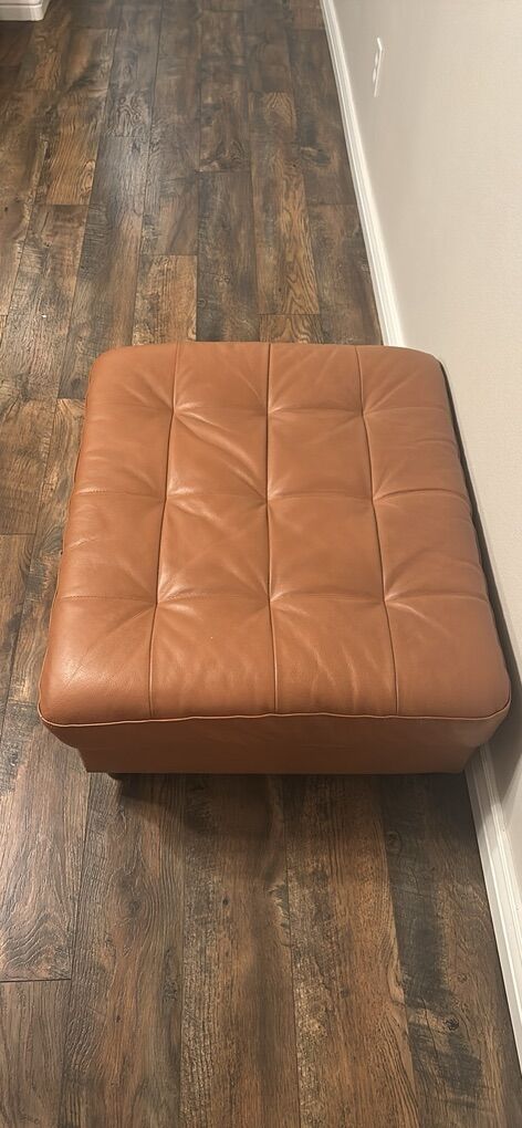 IKEA Camel Leather Ottoman