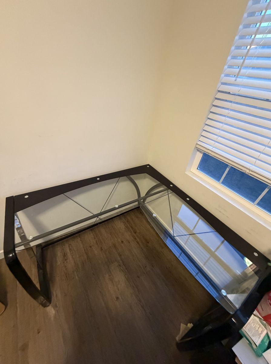 Glass L-shaped Desk