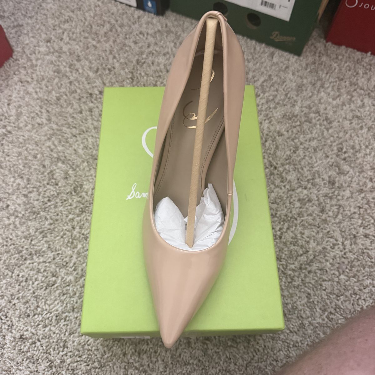Sam Edelman Women's Pointed Toe Pumps - Nude Patent Leather - Size 9