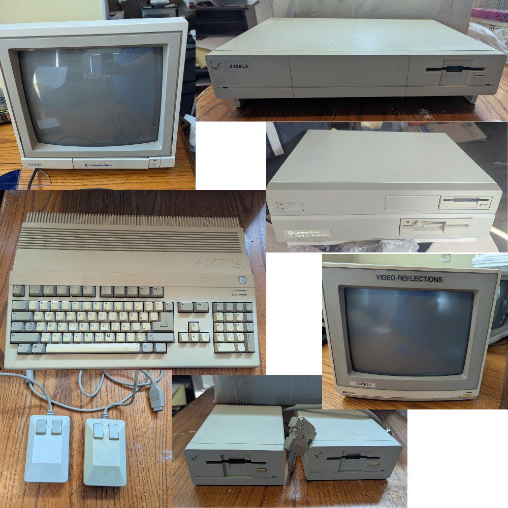 Commodore Amiga 2000, 1000, & 500 HD Computer System, Keyboard, Monitor, Manual, Games, Software