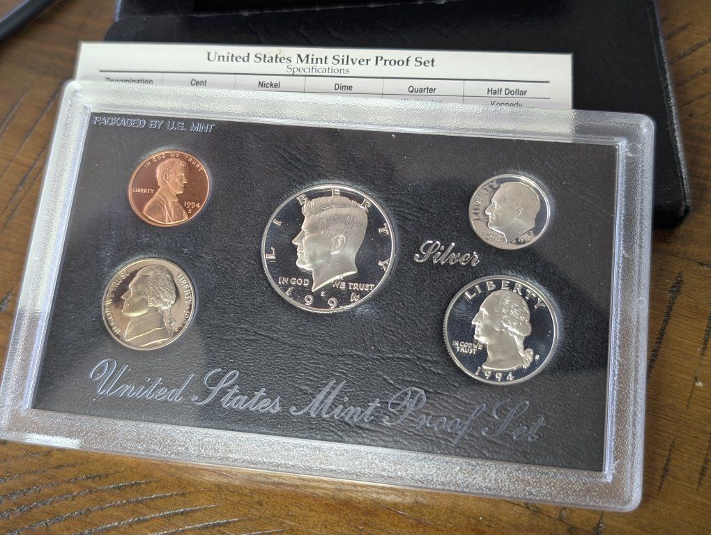 1994 United States Mint Silver Proof Set - 5 Coin Set with Original Case