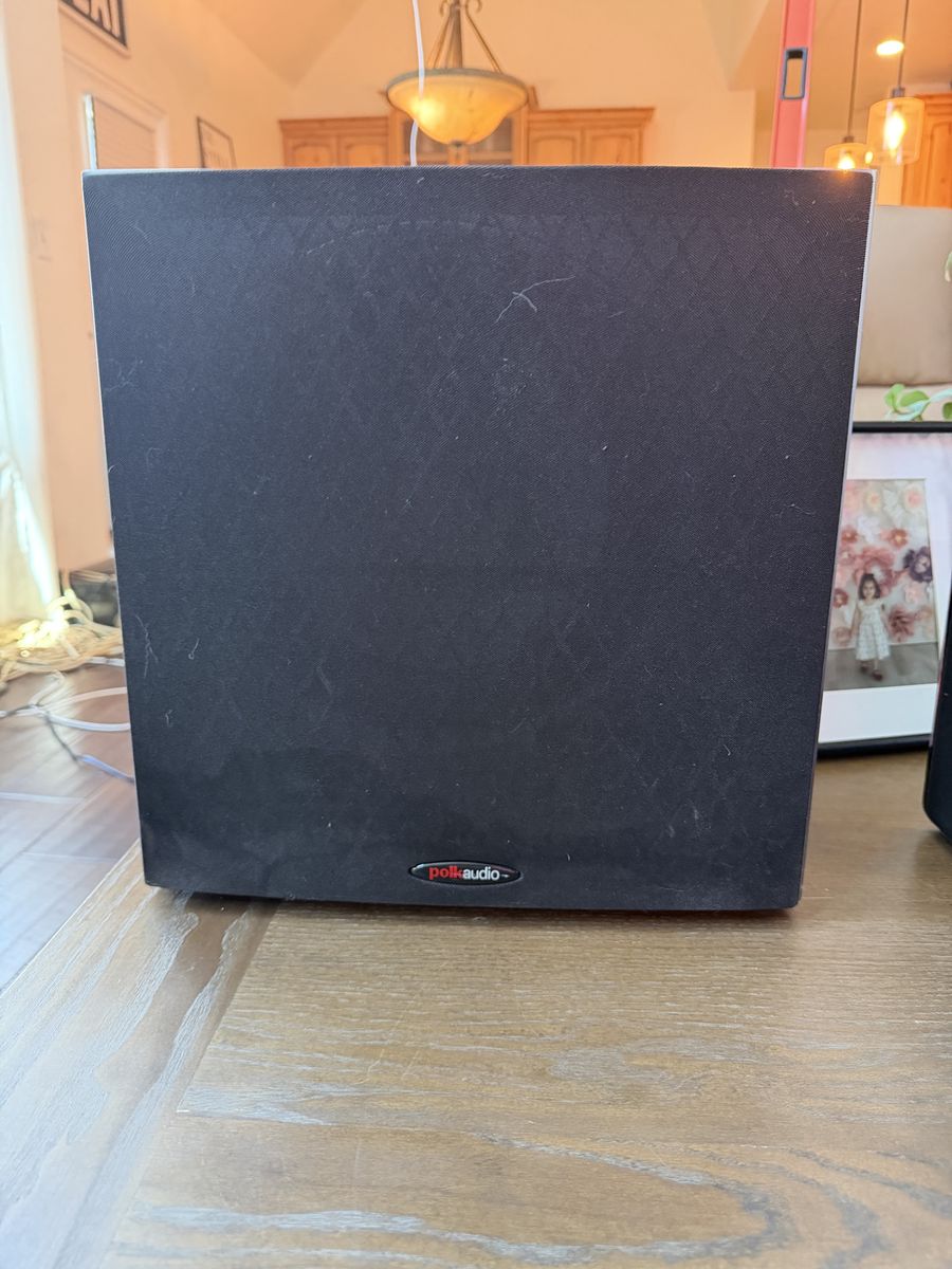 Polk Audio Home Theater Speaker System - Black Subwoofer, Center, and Towers