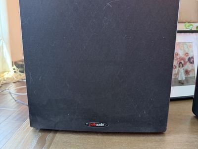 Polk Audio Home Theater Speaker System - Black Subwoofer, Center, and Towers