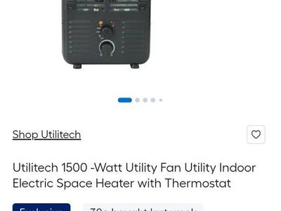 Utilitech 1500-Watt Utility Fan Indoor Electric Space Heater with Thermostat