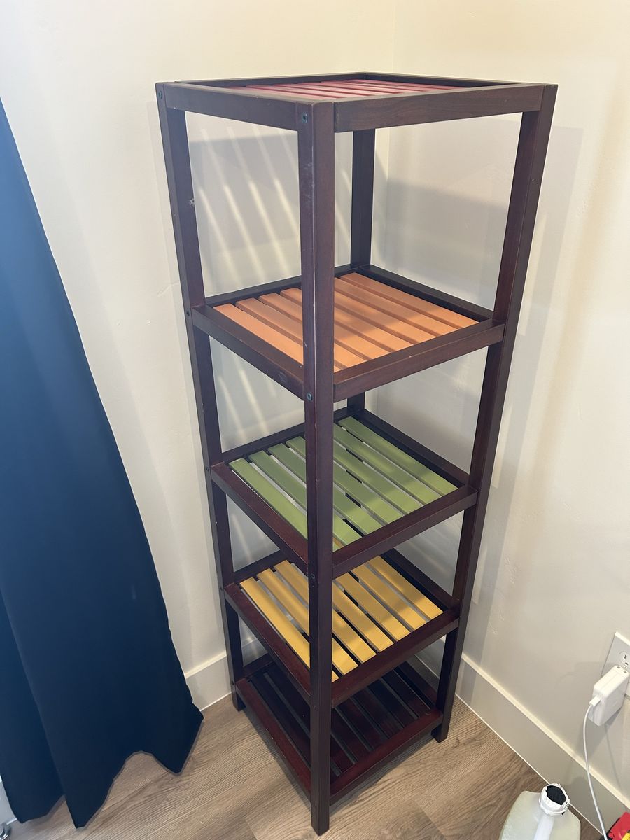 Multi-Color Wood 5-Tier Tall Display Shelf - Versatile Storage Unit