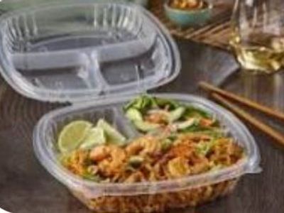 New in Box Sabert H58090031FWM 9" x 9" Square Clamshell PP Clear To-Go Container