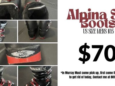 Alpina Ski Boots - US Men's Size 10.5 (EU 44 / UK 10), Black/Red, Good Condition