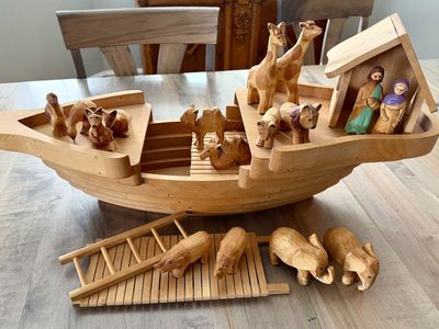 Heirloom handcarved Noah's Ark set from Lithuania