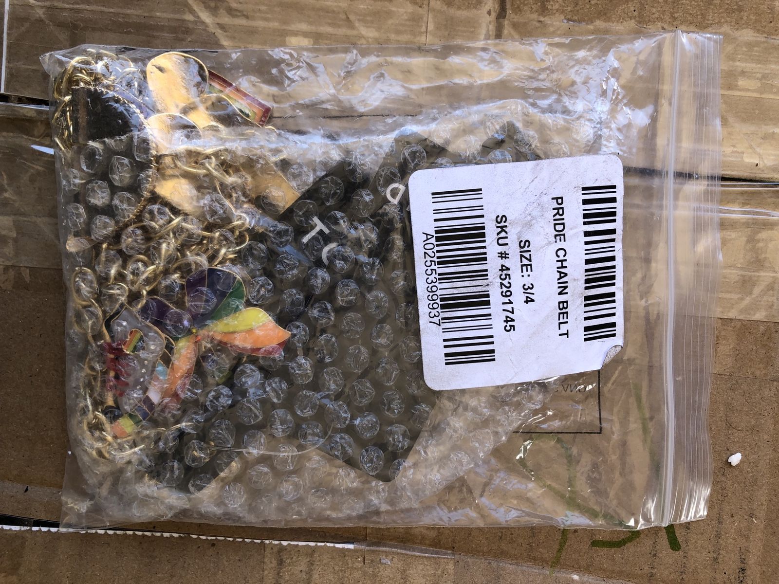 Torrid Pride Gold Chain Belt Size 3/4 (3X-4X) Multi-color Charm Detail New with Tags