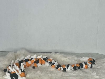 Articulated Koi Dragon Fidget Toy - Flexible 3D Printed Orange Black White