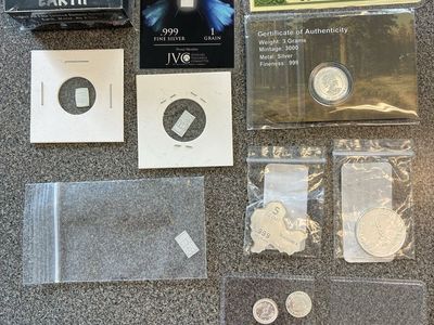 Assorted .999 Fine Silver Bars and Coins Lot. Various denominations