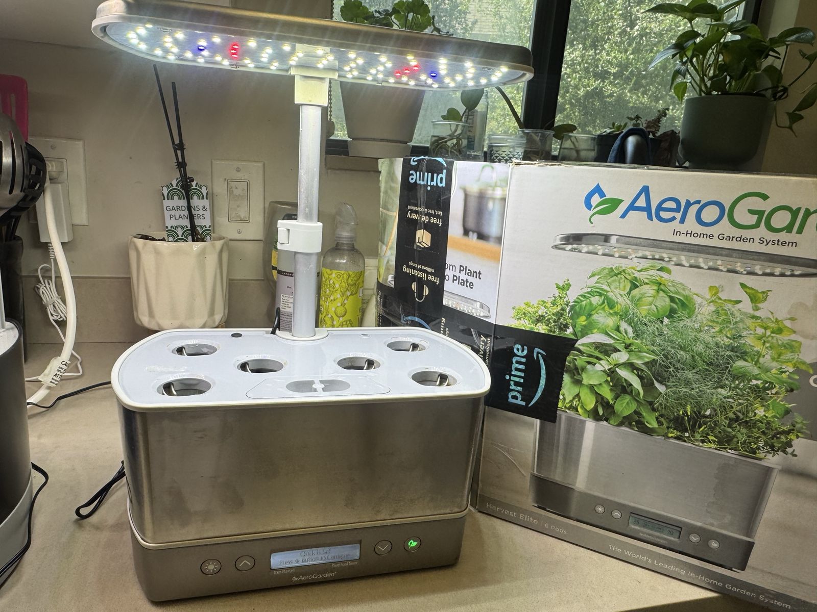 AeroGarden Harvest Elite Hydroponic Indoor Garden- Stainless Steel