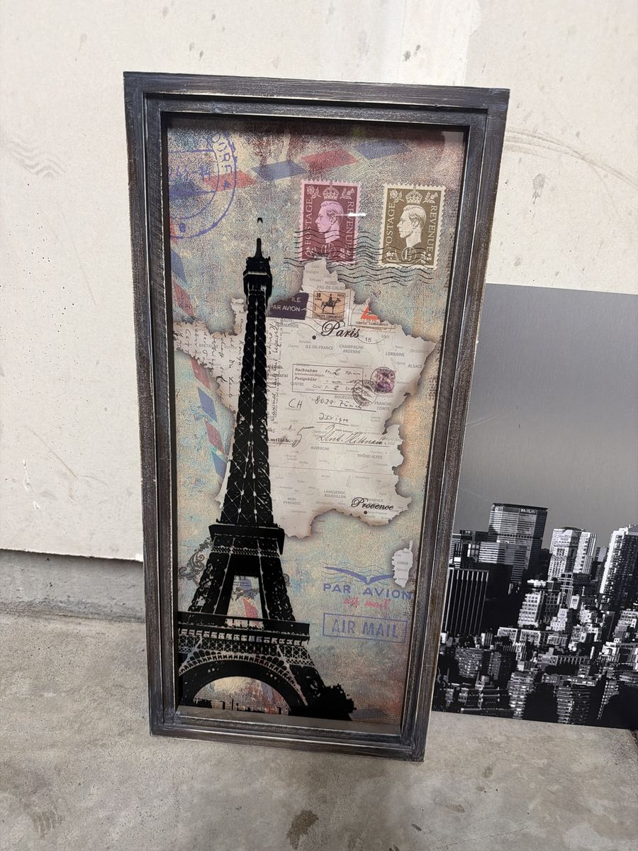 Vintage Paris Eiffel Tower Framed Art & NYC Wall Decor Lot