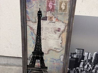 Vintage Paris Eiffel Tower Framed Art & NYC Wall Decor Lot