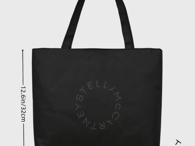 Logo Tote Bag Black Large Shoulder Bag w/Stella McCartney Logo