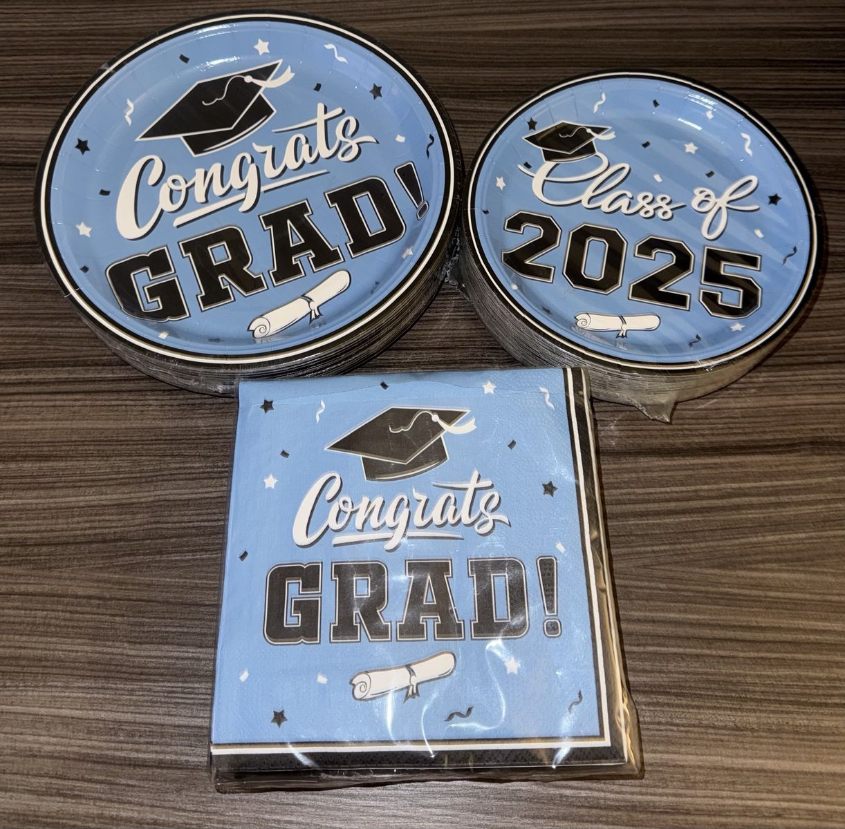 Baby Blue Graduation Plates and Napkins