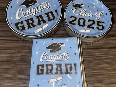 Baby Blue Graduation Plates and Napkins
