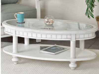 Sea Winds Monaco White Oval Coffee Table in Blanc B81803-BLANC