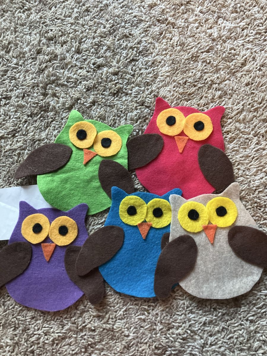 Handmade "Five Hoot Owls" Felt Board Story Set