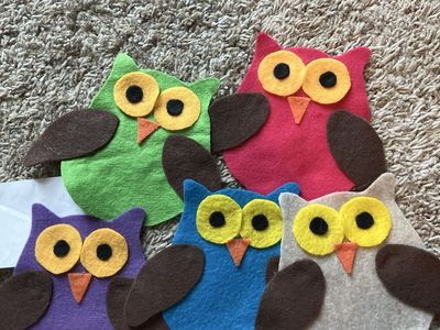 Handmade "Five Hoot Owls" Felt Board Story Set