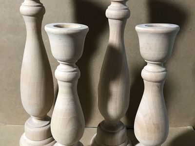 Candlesticks, Unfinished Wood, 2-9” Sticks, 2-6” Sticks, New, Also Included Piccalilli Birds With Attitude Pincushions Patterns