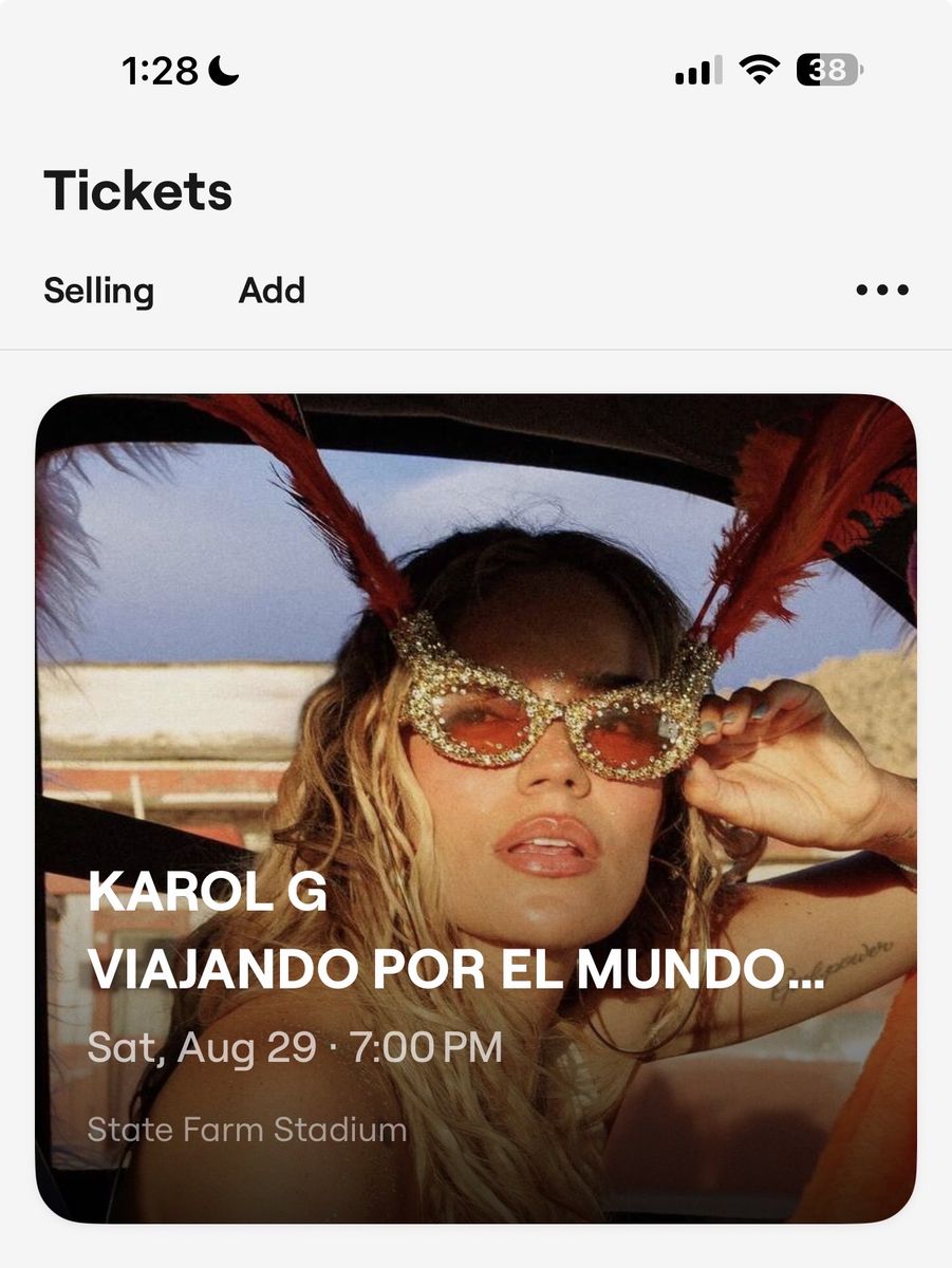 Karol G: Viajando por el Mundo Concert Ticket - State Farm Stadium, Aug 29, 7:00 PM
