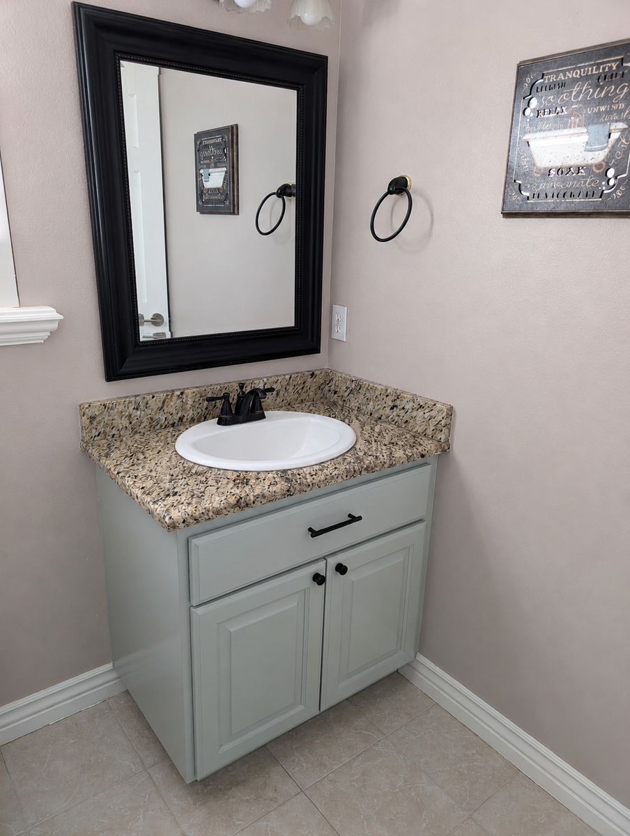 Bathroom Vanity with Granite Top + Sink + Faucet + Mirror – 33.5" W x 22" D