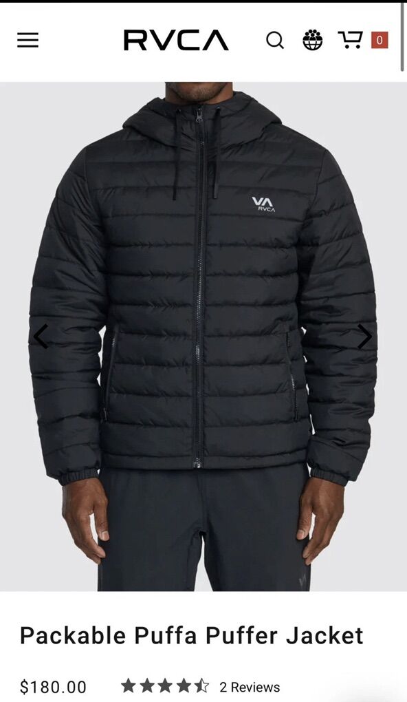 NEW RVCA Hooded Puffer Jacket / Coat