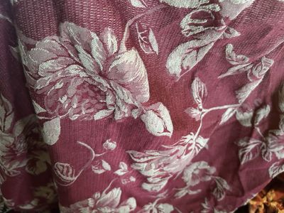 Red Floral Jacquard sofa and loveseat cover with Textured Rose Pattern