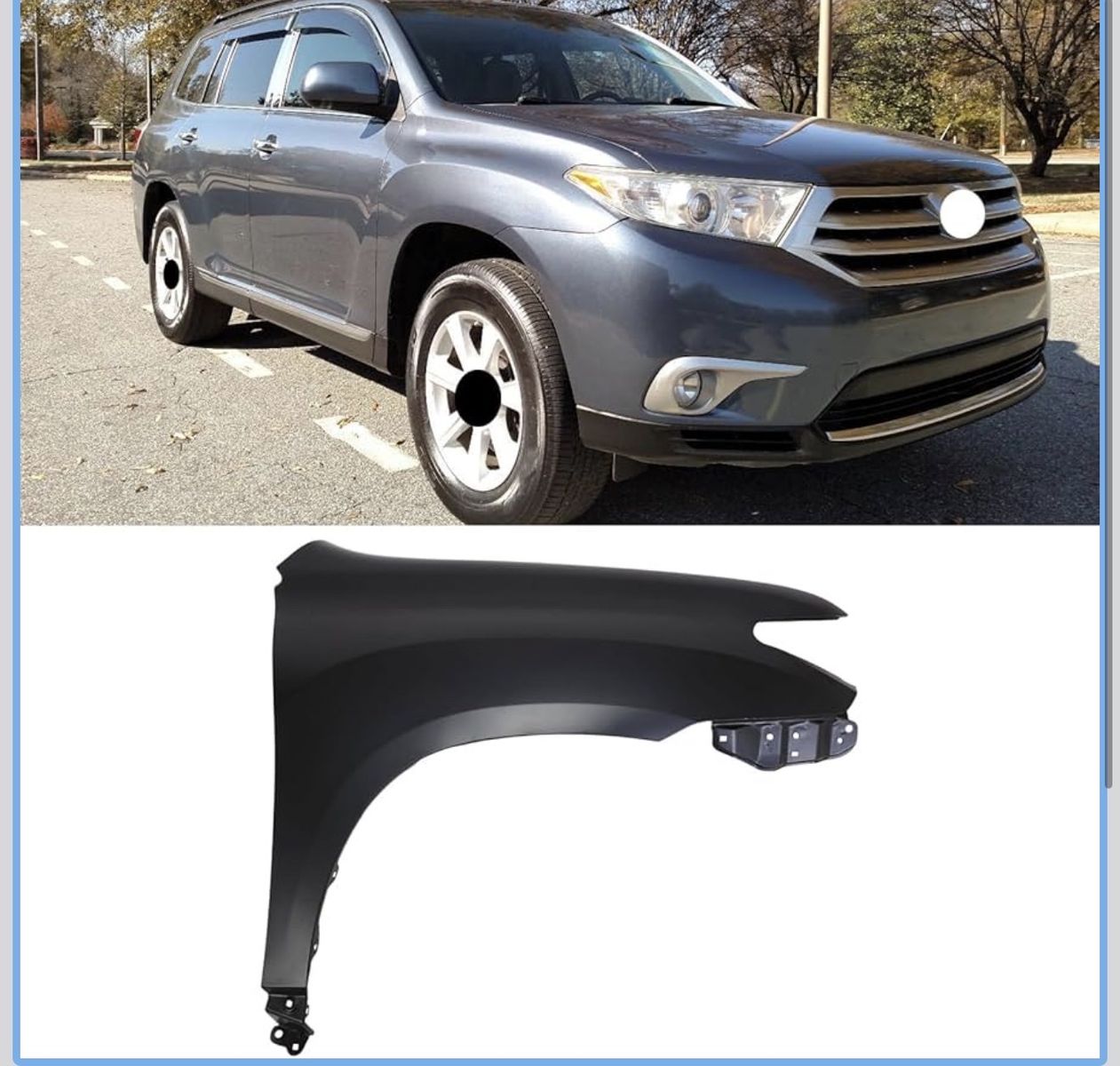 For 2011-2013 Toyota Highlander Front Right Passenger Side Fender 538010E080 TO1241237