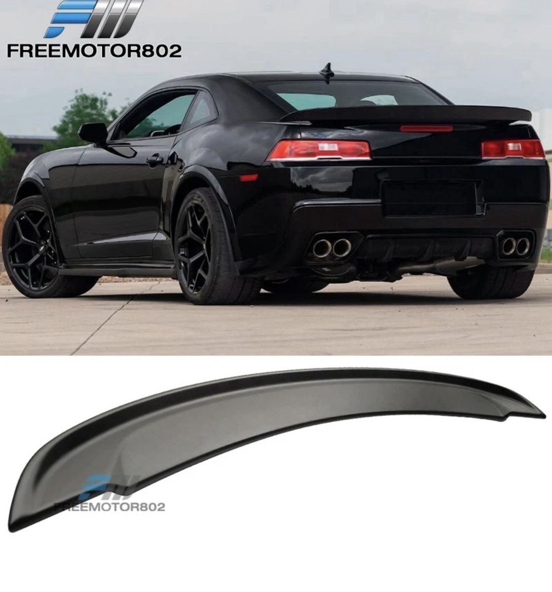 FREE MOTOR802 Rear Spoiler Wing for 2010-2015 Chevrolet Camaro ZL1 Coupe - Matte Black ABS