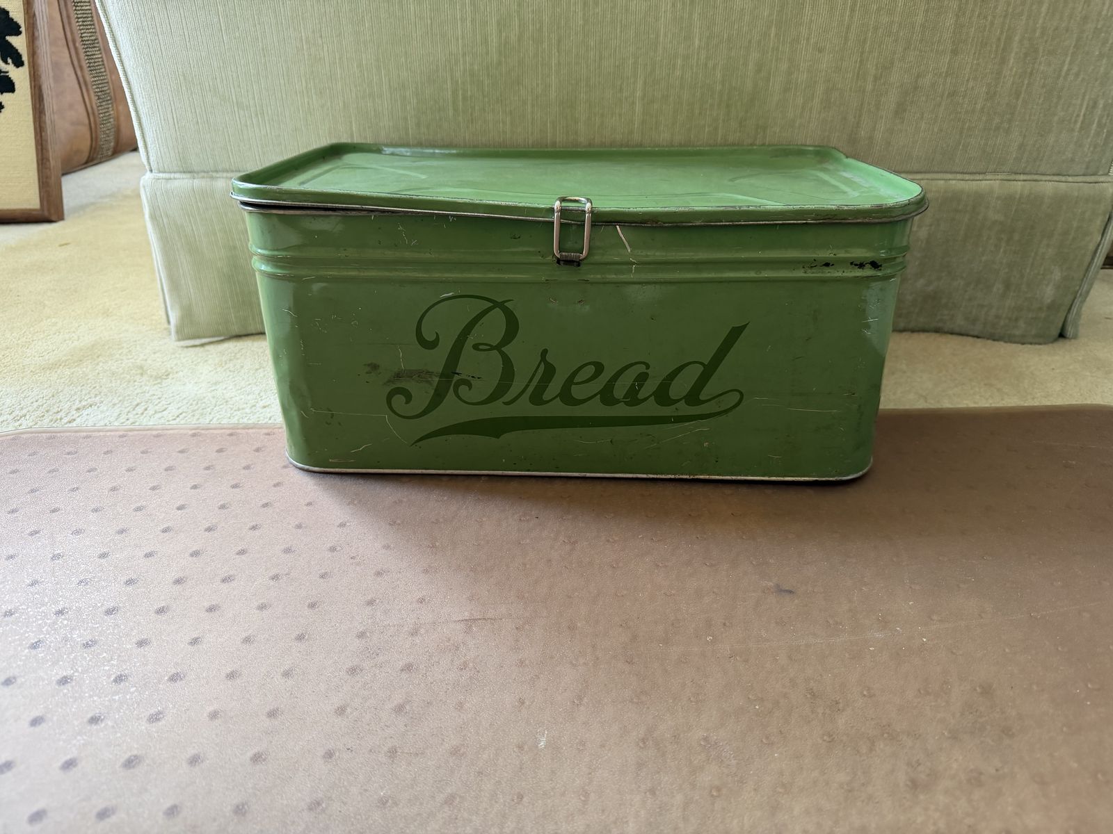 Antique 1930s–1940s Green Metal Bread Box – Vintage Farmhouse Kitchen $100 cash/venmo in Provo 