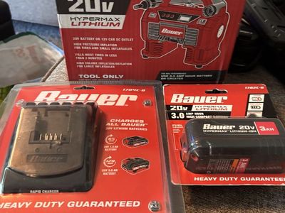 Bauer 20V Hypermax Lithium Inflator/Deflator, 3.0Ah Battery & Rapid Charger - NEW