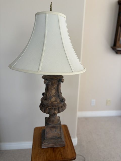 Two identical ceramic table lamps