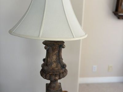 Two identical ceramic table lamps