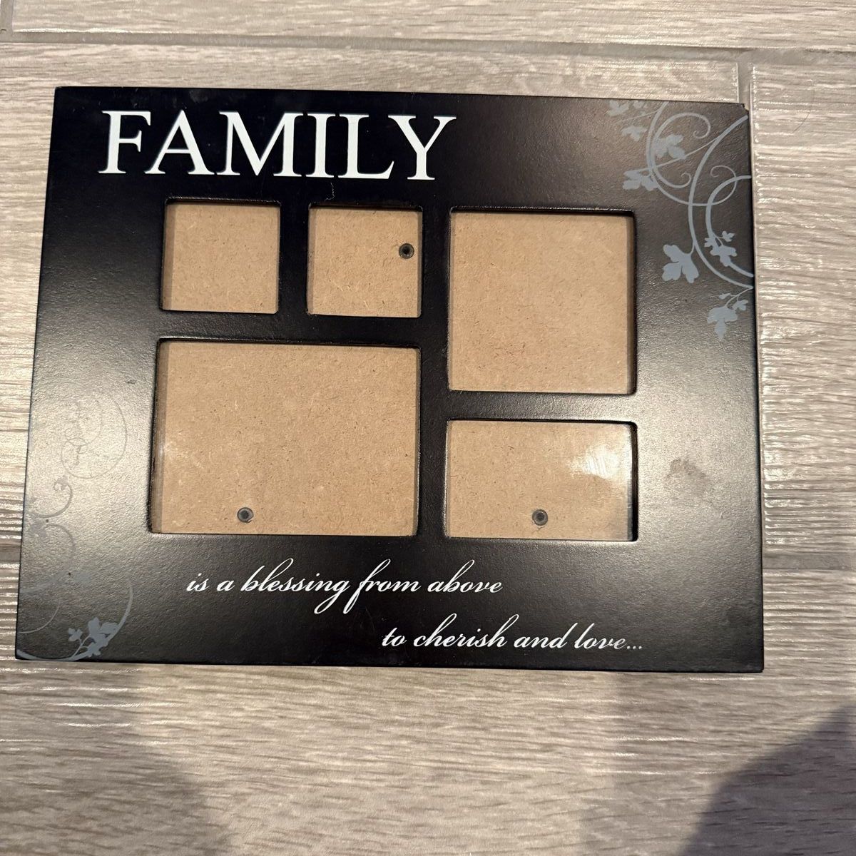 Black Multi-Opening Family Photo Frame with Quote 'FAMILY is a blessing from above to cherish and love...' 8.5x10 inch exterior