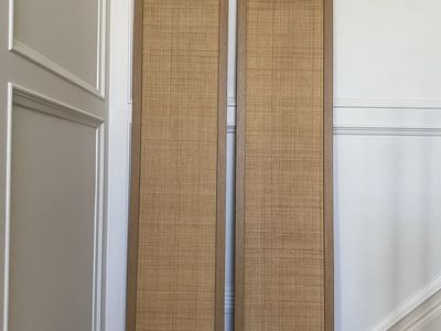 Pair of 2 white oak rattan closet door panels